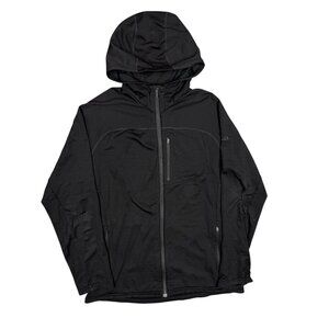 Icebreaker Merino Wool Full Zip Up Knit Hoodie Black Large